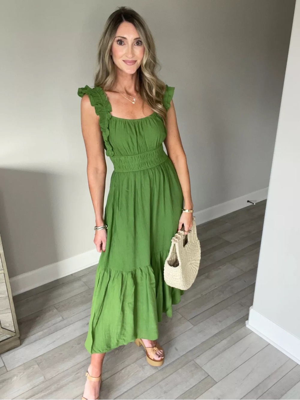 Abercrombie and Fitch ruffle strap maxi dress size M